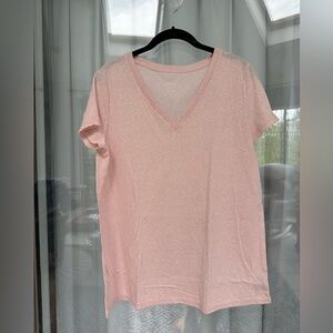 Pink Short Sleeve V-Neck Tee